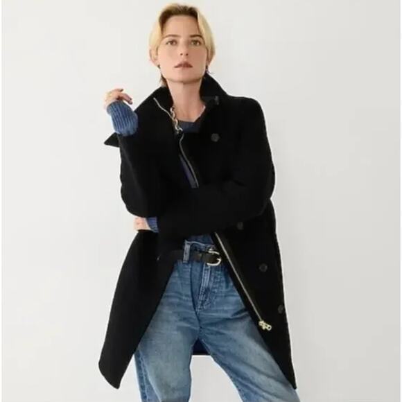 J. CREW Villa Coat in Italian Stadium Cloth Wool Black Sz 4 $398 - Picture 1 of 10
